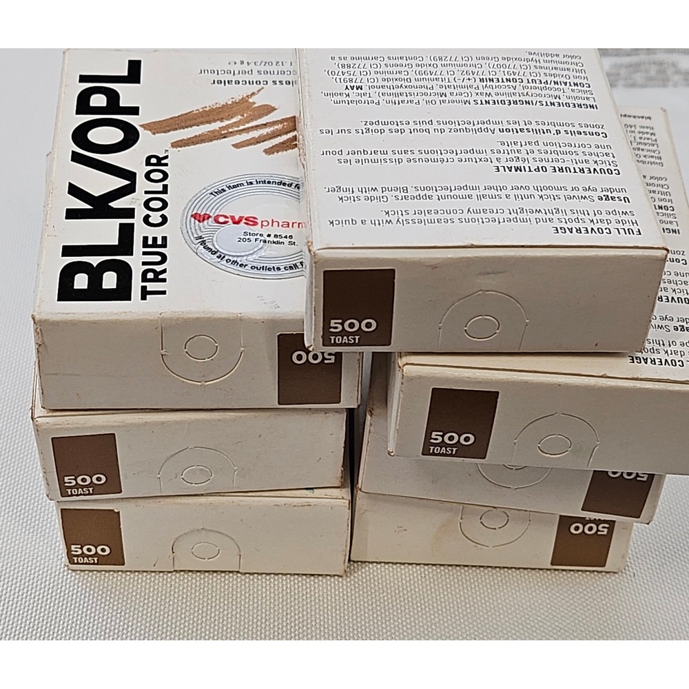 Lot of 7 Black Opal True Color Flawless Concealer Stick 500 Toast 0.12oz New
